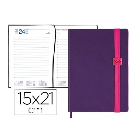 AGENDA ENCUADERNADA LIDERPAPEL LARISIS 15X21 CM 2016 DIA PAGINA COLOR MORADO PAPEL 70 GRS