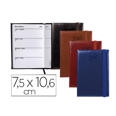AGENDA ENCUADERNADA LIDERPAPEL MILOS 7,5X10,6 CM 2016 SEMANA VISTA COLORES SURTIDOS PAPEL DE 70G