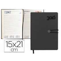 AGENDA ENCUADERNADA LIDERPAPEL MINOA 15X21 CM 2016 DIA PAGINA COLOR NEGRO PAPEL 70G