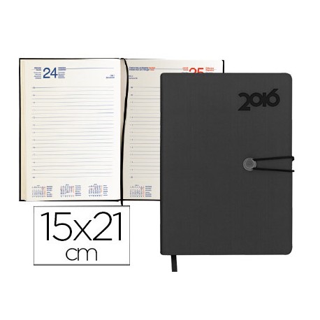 AGENDA ENCUADERNADA LIDERPAPEL MINOA 15X21 CM 2016 DIA PAGINA COLOR NEGRO PAPEL 70G