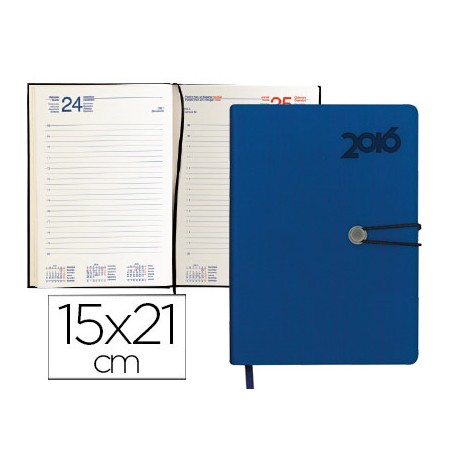 AGENDA ENCUADERNADA LIDERPAPEL MINOA 15X21 CM 2016 DIA PAGINA COLOR AZUL PAPEL 70G