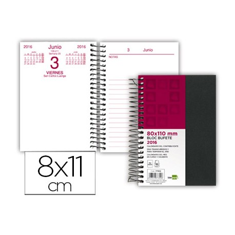 BLOC BUFETE LIDERPAPEL 8X11 CM 2016 ESPIRAL TAPA FLEXIBLE