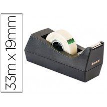 PORTARROLLO SOBREMESA SCOTCH C38 NEGRO INCLUYE 3 ROLLOS DE CINTA SCOTCH MAGIC 33 MT X 19 MM
