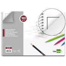 BLOC DIBUJO LIDERPAPEL LINEAL ESPIRAL 230X325MM 20 HOJAS 180 G/M2 CON RECUADRO