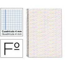 BLOC ESPIRAL LIDERPAPEL FOLIO MULTILIDER TAPA FORRADA 80H 80 G CUADRO 4 MM CON MARGEN BLANCO