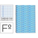 BLOC ESPIRAL LIDERPAPEL FOLIO MULTILIDER TAPA FORRADA 80H 80 G CUADRO 4 MM CON MARGEN CELESTE