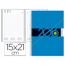 AGENDA DE ESPIRAL LIDERPAPEL SYROS 15X21 CM 2016 DIA PAGINA SIMPLE ESPIRAL COLOR AZUL