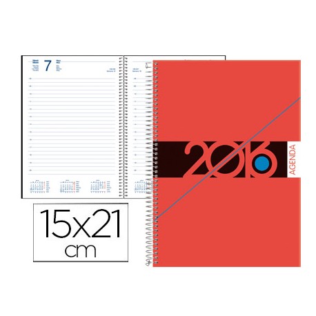 AGENDA DE ESPIRAL LIDERPAPEL SYROS 15X21 CM 2016 DIA PAGINA SIMPLE ESPIRAL COLOR ROJO