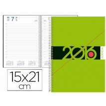 AGENDA DE ESPIRAL LIDERPAPEL SYROS 15X21 CM 2016 DIA PAGINA SIMPLE ESPIRAL COLOR VERDE