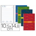 AGENDA DE ESPIRAL LIDERPAPEL SANTORINI 10,5X14,8 CM 2016 DIA PAGINA COLORES SURTIDOS PAPEL 60G