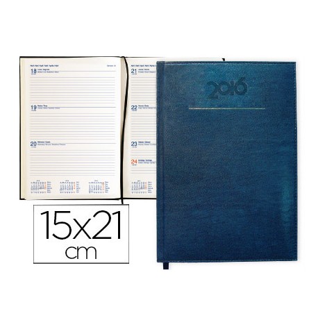 AGENDA ENCUADERNADA LIDERPAPEL CRETA 15X21 CM 2065 SEMANA VISTA COLOR AZUL PAPEL 70 GRS AHUESADO