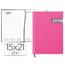 AGENDA ENCUADERNADA LIDERPAPEL TANAIS 15X21 CM 2016 DIA PAGINA TAPA PLASTIFICADA COLOR ROSA PAPEL