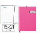 AGENDA ENCUADERNADA LIDERPAPEL TANAIS 15X21 CM 2016 DIA PAGINA TAPA PLASTIFICADA COLOR ROSA PAPEL