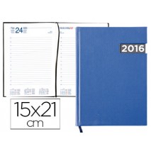 AGENDA ENCUADERNADA LIDERPAPEL TANAIS 15X21 CM 2016 DIA PAGINA TAPA PLASTIFICADA COLOR AZUL PAPEL