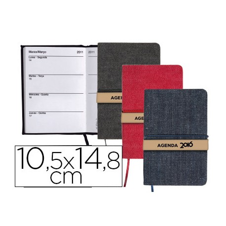 AGENDA ENCUADERNADA LIDERPAPEL WALLIS MINI 2016 SEMANA VISTA COLORES SURTIDOS