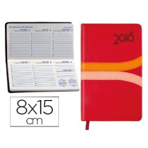 AGENDA ENCUADERNADA LIDERPAPEL HYDRA 8X15 CM 2016 SEMANA VISTA COLOR ROJO PAPEL 70 GRS