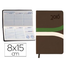 AGENDA ENCUADERNADA LIDERPAPEL HYDRA 8X15 CM 2016 SEMANA VISTA COLOR MARRON PAPEL 70 GRS