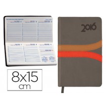 AGENDA ENCUADERNADA LIDERPAPEL HYDRA 8X15 CM 2016 SEMANA VISTA COLOR GRIS PAPEL 70 GRS