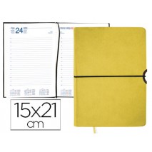 AGENDA ENCUADERNADA LIDERPAPEL LEUCADE 15X21 CM 2016 DIA PAGINA COLOR AMARILLO PAPEL 70 GRS