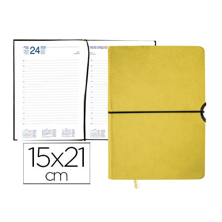 AGENDA ENCUADERNADA LIDERPAPEL LEUCADE 15X21 CM 2016 DIA PAGINA COLOR AMARILLO PAPEL 70 GRS