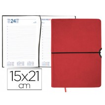 AGENDA ENCUADERNADA LIDERPAPEL LEUCADE 15X21 CM 2016 DIA PAGINA COLOR ROJO PAPEL 70 GRS