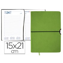 AGENDA ENCUADERNADA LIDERPAPEL LEUCADE 15X21 CM 2016 DIA PAGINA COLOR VERDE PAPEL 70 GRS