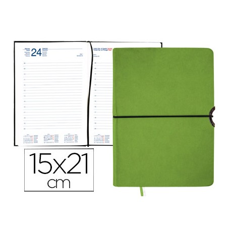 AGENDA ENCUADERNADA LIDERPAPEL LEUCADE 15X21 CM 2016 DIA PAGINA COLOR VERDE PAPEL 70 GRS