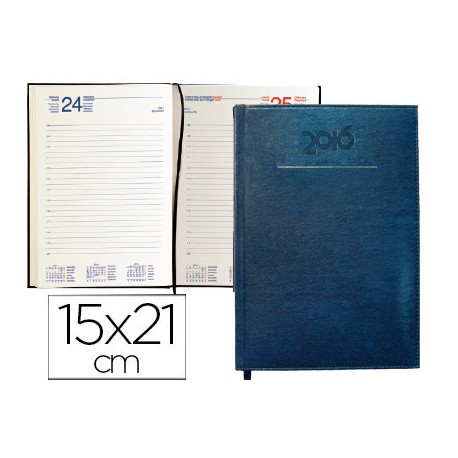 AGENDA ENCUADERNADA LIDERPAPEL LIDERPAPEL CRETA 15X21 CM 2016 DIA PAGINA COLOR AZUL PAPEL 70 GRS
