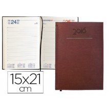 AGENDA ENCUADERNADA LIDERPAPEL CRETA 15X21 CM 2016 DIA PAGINA COLOR MARRON OSCURO PAPEL 70 GRS
