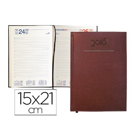AGENDA ENCUADERNADA LIDERPAPEL CRETA 15X21 CM 2016 DIA PAGINA COLOR MARRON OSCURO PAPEL 70 GRS
