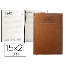 AGENDA ENCUADERNADA LIDERPAPEL CRETA 15X21 CM 2016 DIA PAGINA COLOR MARRON PAPEL 70 GRS