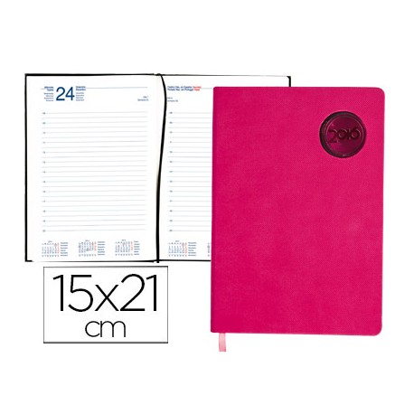 AGENDA ENCUADERNADA LIDERPAPEL KILKIS 15X21 CM 2016 DIA PAGINA COLOR ROSA PAPEL 70 GRS