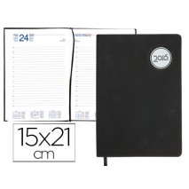 AGENDA ENCUADERNADA LIDERPAPEL KILKIS 15X21 CM 2016 DIA PAGINA COLOR NEGRO PAPEL 70 GRS