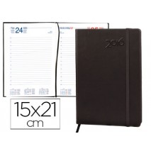 AGENDA ENCUADERNADA LIDERPAPEL ESPARTA 15X21CM 2016 DIA PAGINA CON GOMILLA COLOR NEGRO PAPEL 70 GR