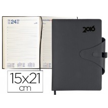 AGENDA ENCUADERNADA LIDERPAPEL VALTIN 15X21 CM 2016 DIA PAGINA COLOR NEGRO PAPEL 70 GRS