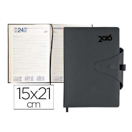 AGENDA ENCUADERNADA LIDERPAPEL VALTIN 15X21 CM 2016 DIA PAGINA COLOR NEGRO PAPEL 70 GRS