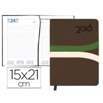 AGENDA ENCUADERNADA LIDERPAPEL HYDRA 15X21 CM 2016 DIA PAGINA COLOR MARRON PAPEL 70 GRS