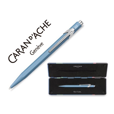 BOLIGRAFO CARAN D'ACHE 849 EDICION LIMITADA PAUL SMITH AZUL CIELO SKY BLUE CON ESTUCHE