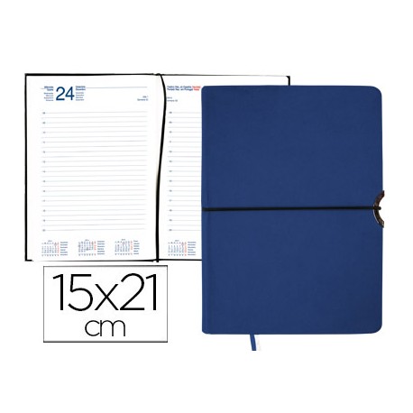 AGENDA ENCUADERNADA LIDERPAPEL LEUCADE 15X21 CM 2016 DIA PAGINA COLOR AZUL PAPEL 70 GRS