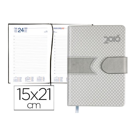 AGENDA ANILLAS LIDERPAPEL LIDHOR 15X21 CM 2016 DIA PAGINA COLOR GRIS PAPEL 70 GR
