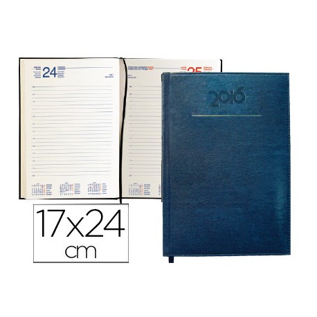 AGENDA ENCUADERNADA LIDERPAPEL CRETA 17X24 CM 2016 DIA PAGINA COLOR AZUL PAPEL 70 GRS