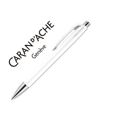 BOLIGRAFO CARAN D'ACHE 888 INFINITE CUERPO PLASTICO PUNTERA Y PULSADOR METALICOS RECARGABLE BLANCO W