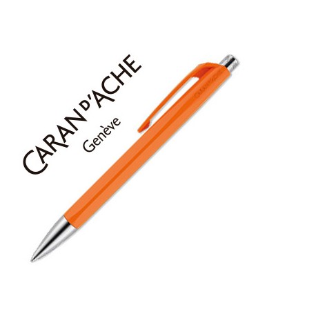 BOLIGRAFO CARAN D'ACHE 888 INFINITE CUERPO PLASTICO PUNTERA Y PULSADOR METALICOS RECARGABLE NARANJE