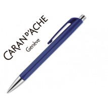 BOLIGRAFO CARAN D'ACHE 888 INFINITE CUERPO PLASTICO PUNTERA Y PULSADOR METALICOS RECARGABLE AZUL NOC
