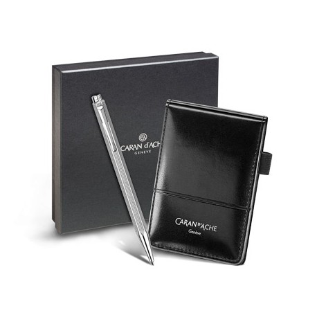 BOLIGRAFO CARAN D'ACHE ECRIDOR GRAPH PAPER PLACADO PALADIO CON ESTUCHE SET CON BLOC DE NOTAS DE REGA