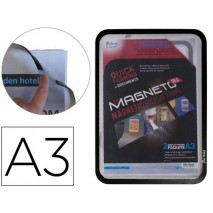 MARCO PORTA ANUNCIOS TARIFOLD MAGNETO DINA3 4 BANDAS MAGNETICAS EN EL DORSO COLOR NEGRO PACK DE 2 UN