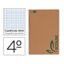 BLOC ESPIRAL LIDERPAPEL CUARTO ECOUSE TAPA CARTULINA KRAFT 80 HOJAS PAPEL RECICLADO 60 GR CUADRO 4 M
