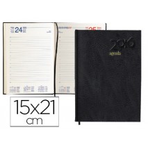 AGENDA ENCUADERNADA LIDERPAPEL CORFU 15X21 CM 2016 DIA PAGINA COLOR NEGRO PAPEL 60 GR