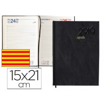 AGENDA ENCUADERNADA LIDERPAPEL CORFU 15X21 CM 2016 DIA PAGINA COLOR NEGRO PAPEL 60 GR TEXTO EN CATAL