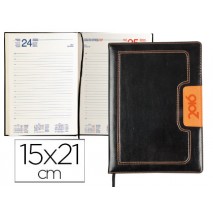 AGENDA ENCUADERNADA LIDERPAPEL DORIOS 15X21 CM 2016 DIA PAGINA COLOR NEGRO Y NARANJA PAPEL 70 GRS